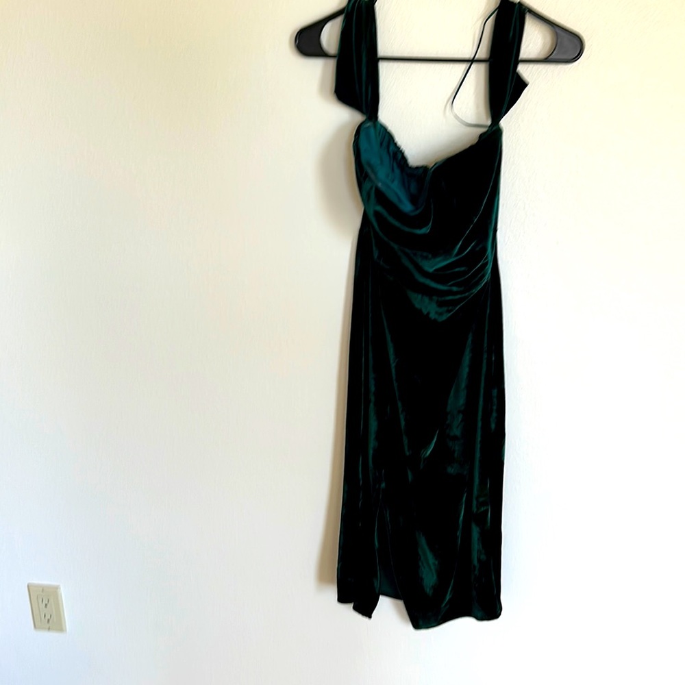 Green mid knee with slit dress